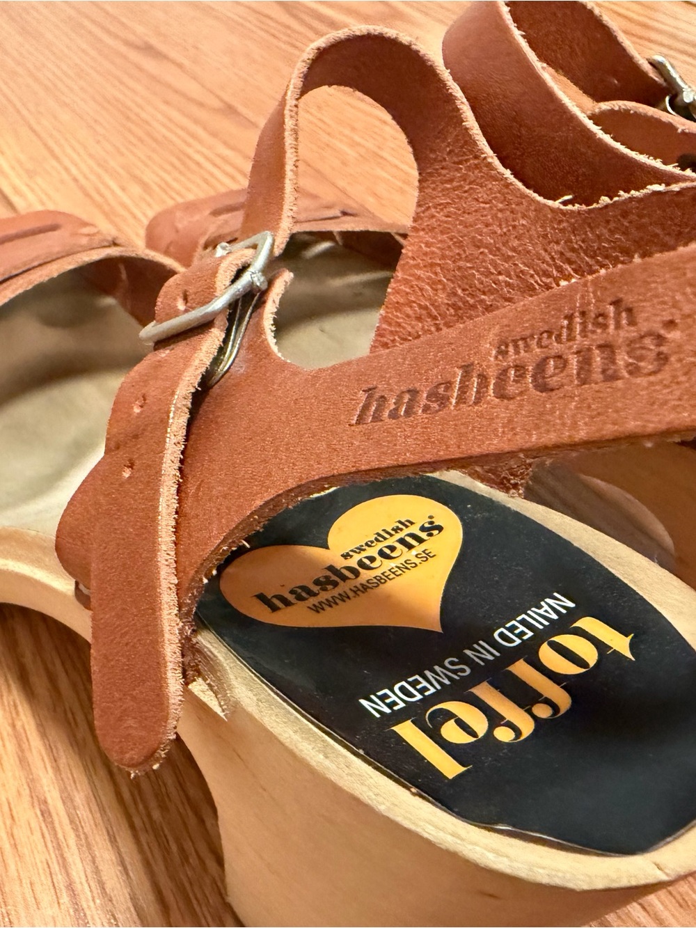 Swedish Hasbeens Brown Leather Open-Toe Heel Sandals - Picture 5 of 8